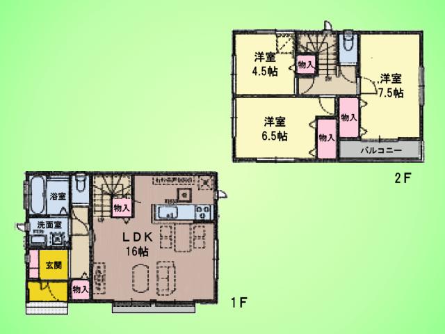 Floor plan. (1 Building), Price 31,800,000 yen, 3LDK, Land area 110.91 sq m , Building area 84.46 sq m