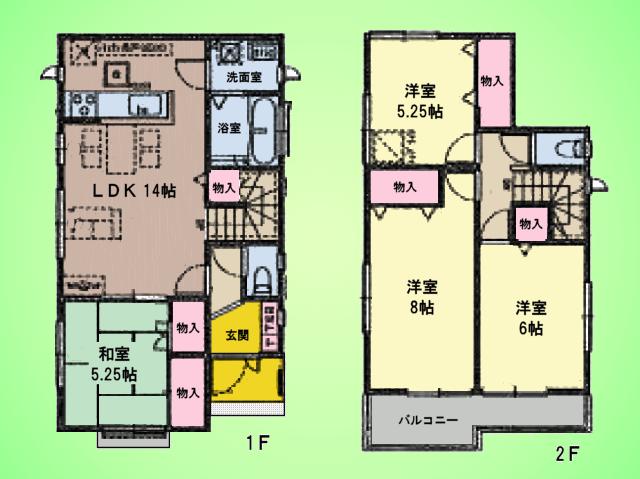 Floor plan. (Building 2), Price 35,800,000 yen, 4LDK, Land area 101.49 sq m , Building area 91.91 sq m