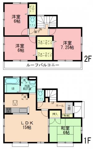 Floor plan. 19,800,000 yen, 4LDK, Land area 121.41 sq m , Building area 95.23 sq m