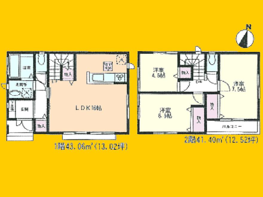 Floor plan. (1 Building), Price 31,800,000 yen, 3LDK, Land area 110.91 sq m , Building area 84.46 sq m