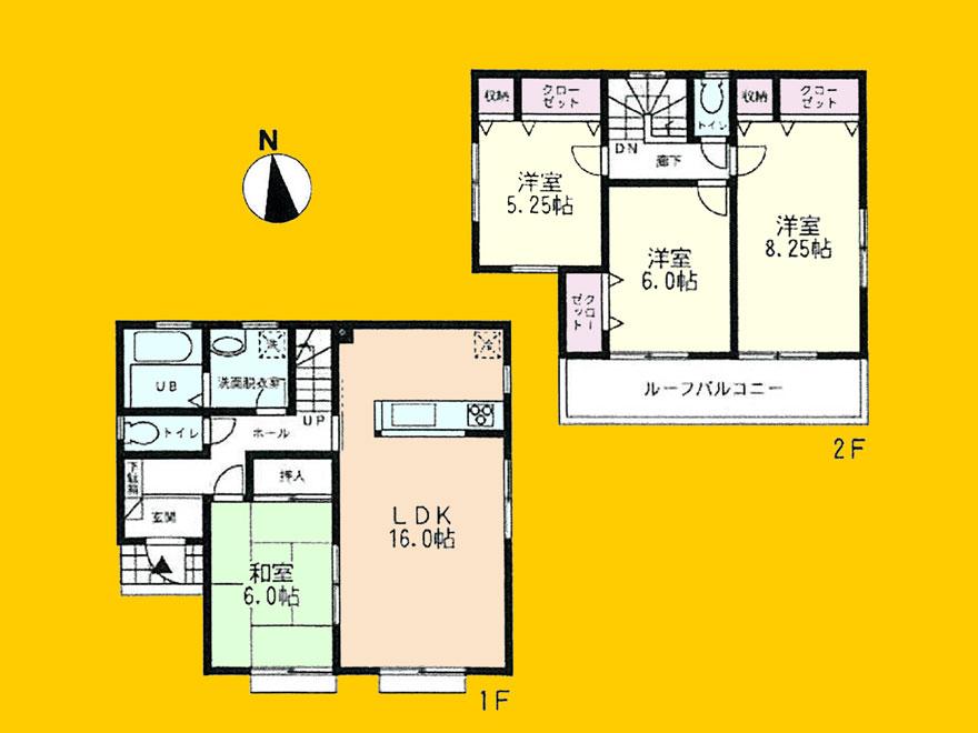 Floor plan. (6 Building), Price 32,500,000 yen, 4LDK, Land area 136.07 sq m , Building area 99.78 sq m