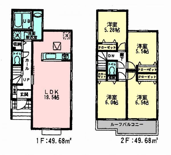 Floor plan. 22,800,000 yen, 4LDK, Land area 132.93 sq m , Building area 99.36 sq m