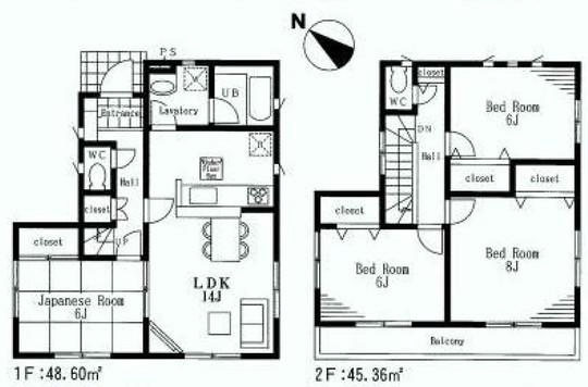 Floor plan. 24,800,000 yen, 4LDK, Land area 135.56 sq m , Building area 93.96 sq m