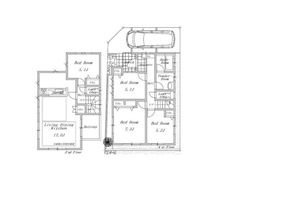 Floor plan. (Building 2), Price 33,500,000 yen, 4LDK, Land area 85 sq m , Building area 92.74 sq m