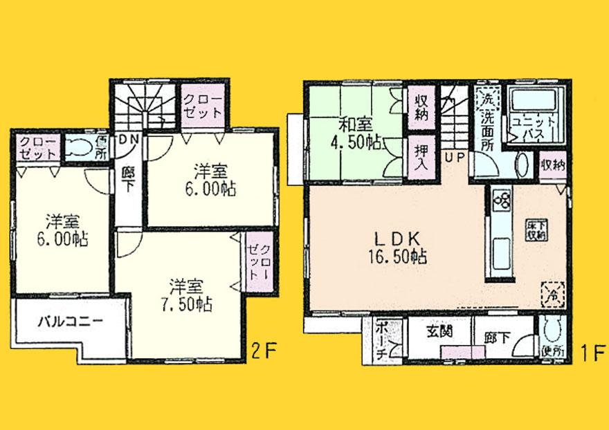 Floor plan. (1 Building), Price 33,800,000 yen, 4LDK, Land area 103.28 sq m , Building area 95.84 sq m