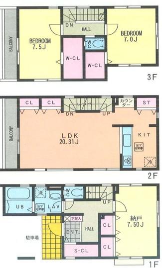 Floor plan. 29.5 million yen, 4LDK, Land area 80.62 sq m , Building area 118.4 sq m