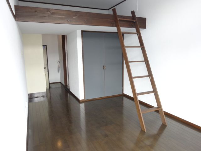 Living and room. Ladder to go up to the loft is removable. 