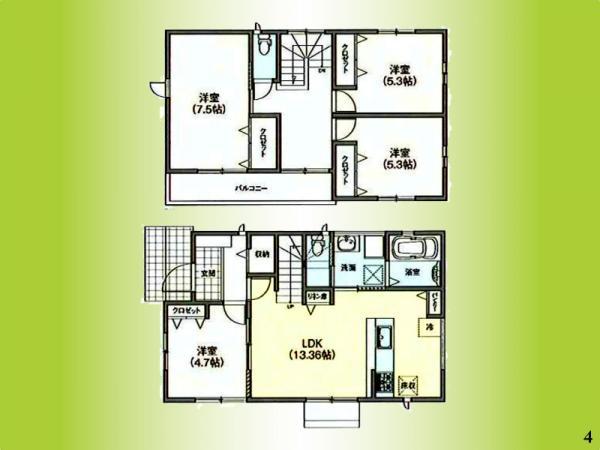 Floor plan. 20.8 million yen, 4LDK, Land area 200.76 sq m , Building area 92.32 sq m