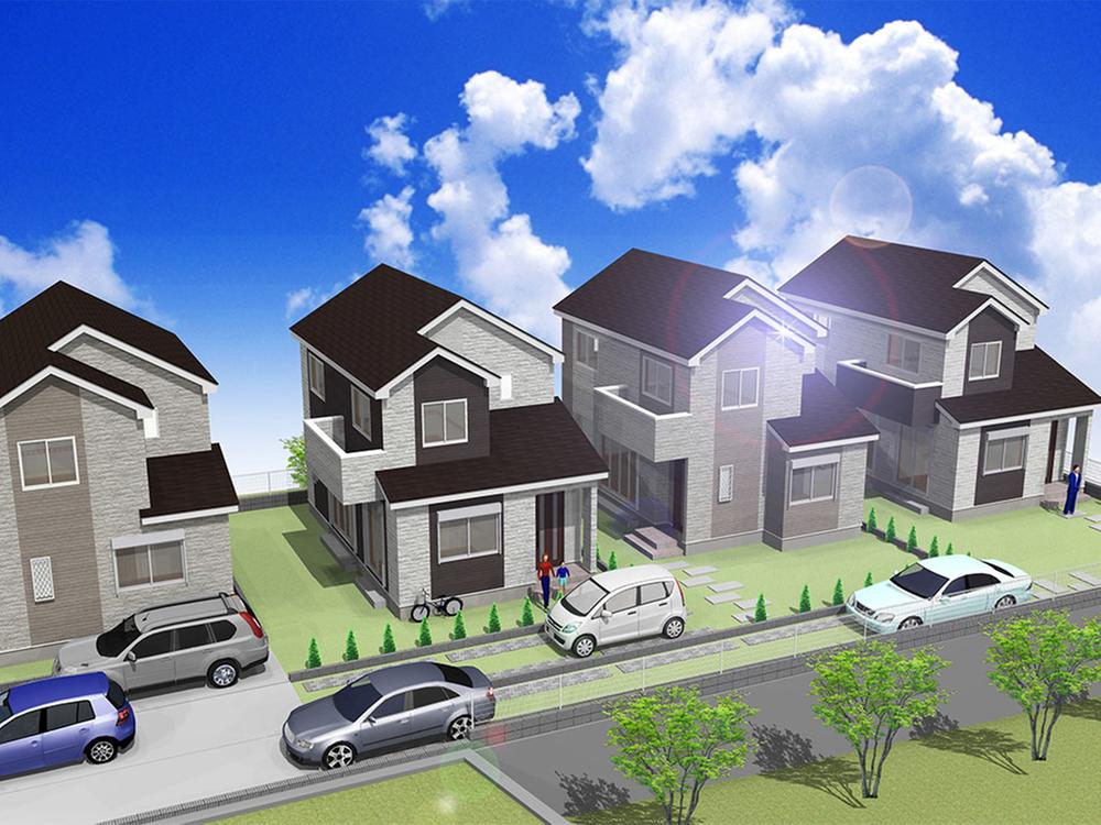 Cityscape Rendering. 4 buildings is completed expected view.