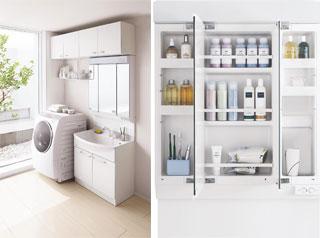 Power generation ・ Hot water equipment. Wash ball strong artificial marble in shock.  3 Menkyo non - data - not fog even less "cloudy shut! "(Center only). Plenty of available storage space to the mirror back.   Easy to use, Irrefrangible. long, This basin dressing that can be used with confidence.