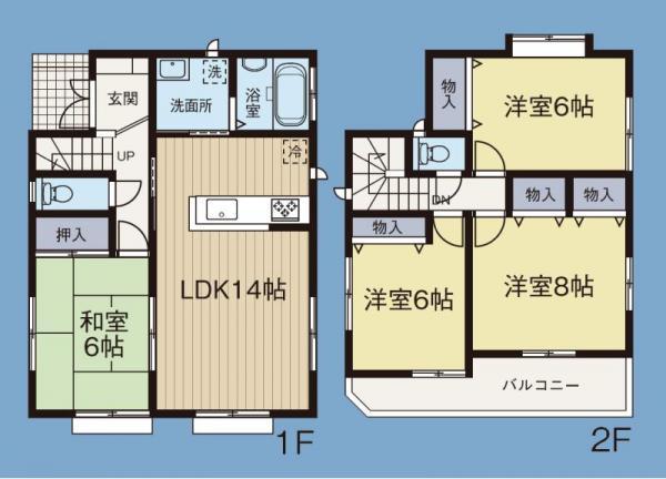 Floor plan. 37,800,000 yen, 4LDK, Land area 100.37 sq m , Building area 93.98 sq m