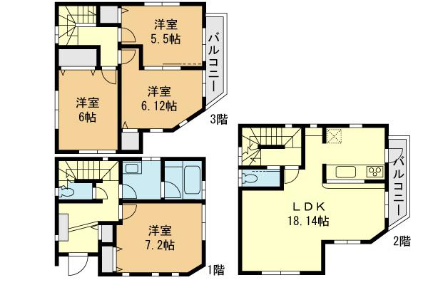Floor plan. (Building 2), Price 35,850,000 yen, 4LDK, Land area 80.37 sq m , Building area 101.95 sq m