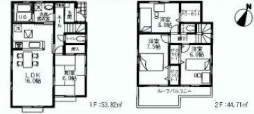Floor plan. (3 Building), Price 26,800,000 yen, 4LDK, Land area 114.44 sq m , Building area 98.53 sq m