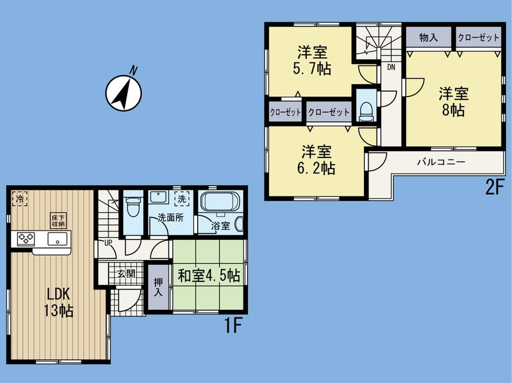 Floor plan. (1 Building), Price 24,800,000 yen, 4LDK, Land area 110.42 sq m , Building area 88.69 sq m