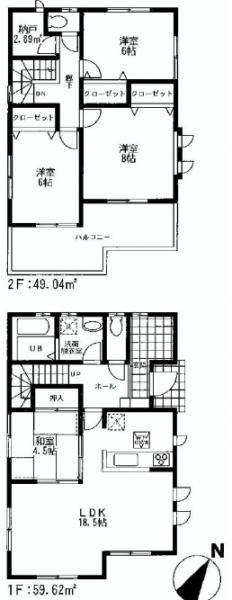 Floor plan. 36,800,000 yen, 4LDK, Land area 147.29 sq m , Building area 108.66 sq m