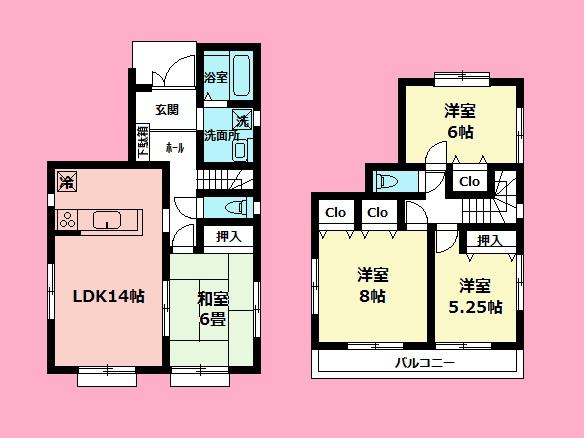 Floor plan. (Building 2), Price 37,800,000 yen, 4LDK, Land area 101.29 sq m , Building area 30.54 sq m