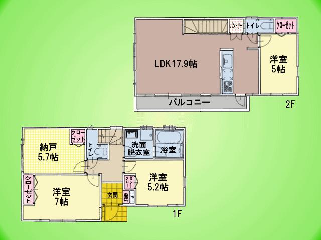 Floor plan. (1 Building), Price 40,800,000 yen, 3LDK+S, Land area 119.53 sq m , Building area 92.58 sq m