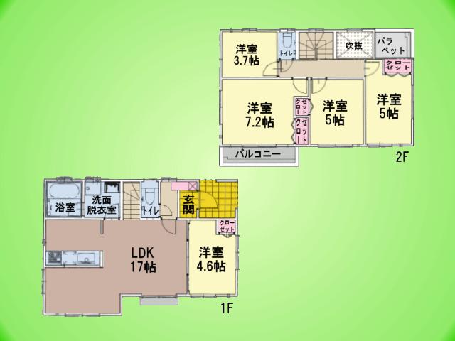 Floor plan. (Building 2), Price 44,800,000 yen, 5LDK, Land area 118.15 sq m , Building area 94.39 sq m