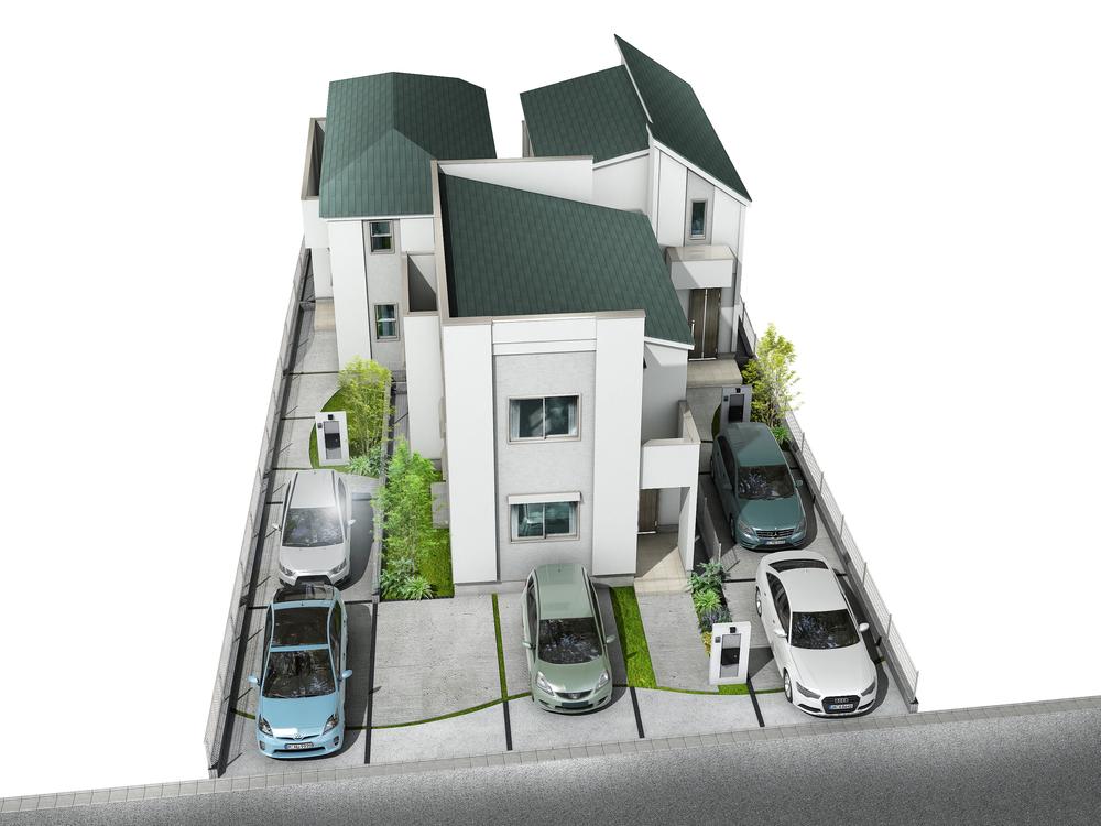 Rendering (appearance). (1.2.3 Building) Rendering (From the sky)