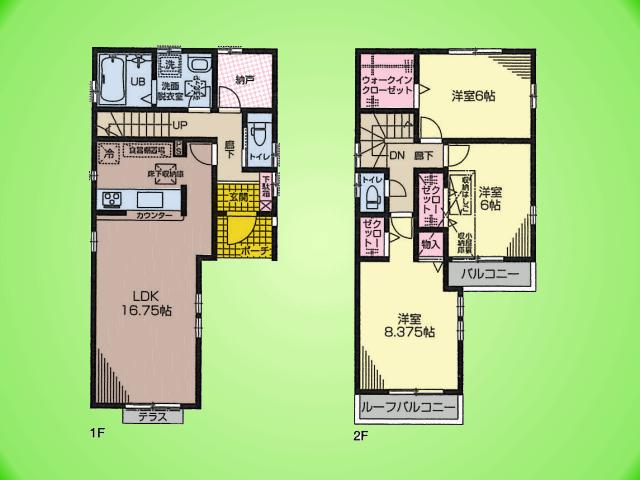 Floor plan. (1 Building), Price 41,800,000 yen, 3LDK+S, Land area 86.06 sq m , Building area 92.13 sq m