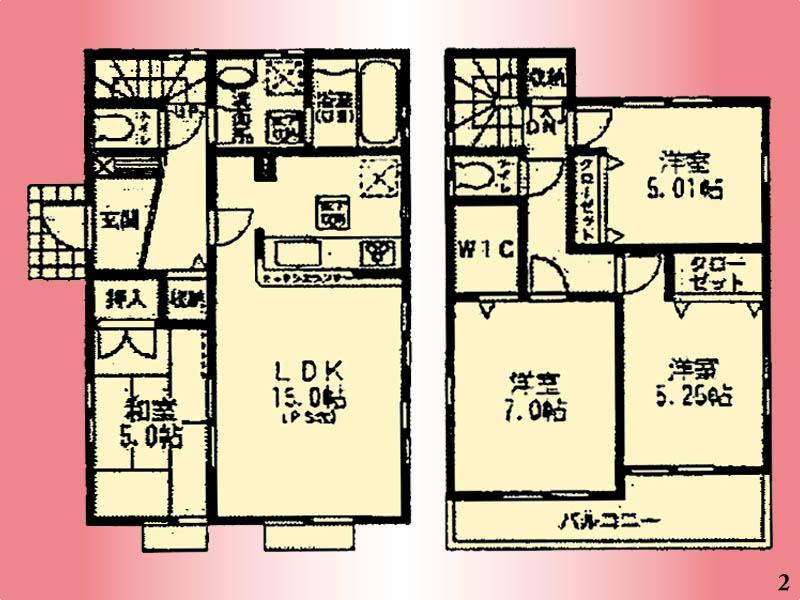Floor plan. (Building 2), Price 37,800,000 yen, 4LDK, Land area 104.73 sq m , Building area 95.01 sq m