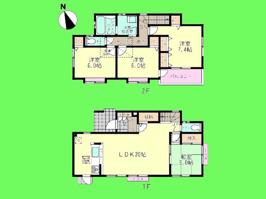 Floor plan. (6 Building), Price 24,700,000 yen, 4LDK, Land area 151.07 sq m , Building area 102.68 sq m