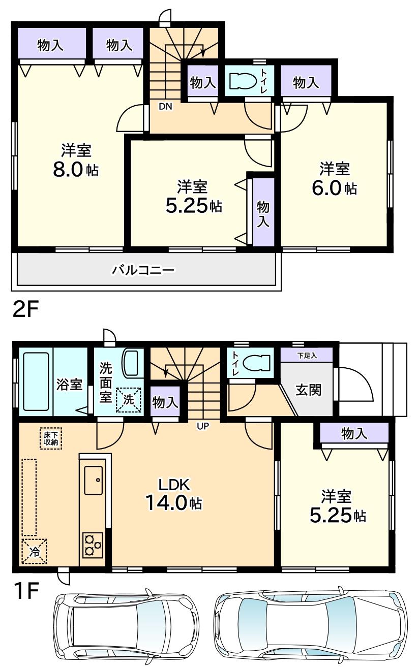 Floor plan. (B Building), Price 27,800,000 yen, 4LDK, Land area 92.05 sq m , Building area 91.91 sq m
