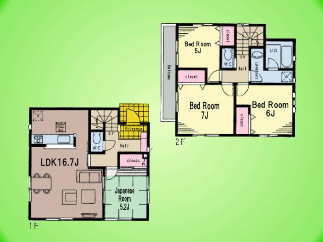 Floor plan. (1 Building), Price 35,800,000 yen, 4LDK, Land area 98.04 sq m , Building area 93.96 sq m