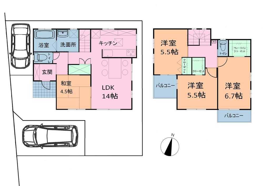 Floor plan. 28.5 million yen, 4LDK, Land area 100 sq m , Building area 87.56 sq m
