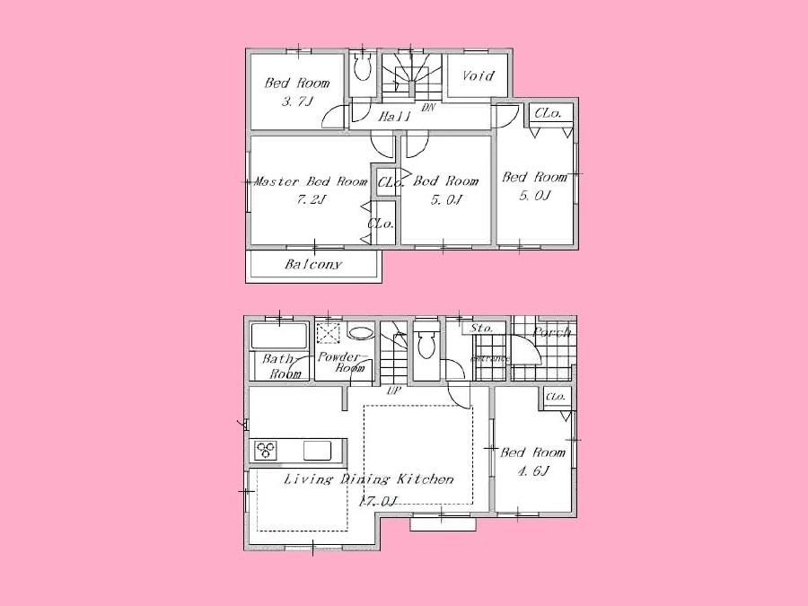 Floor plan. (Building 2), Price 44,800,000 yen, 5LDK, Land area 118.15 sq m , Building area 94.39 sq m