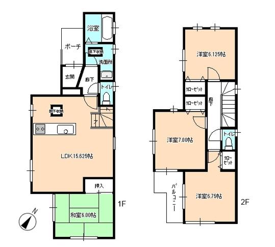 Floor plan. 41,800,000 yen, 4LDK, Land area 98.59 sq m , Building area 95.22 sq m