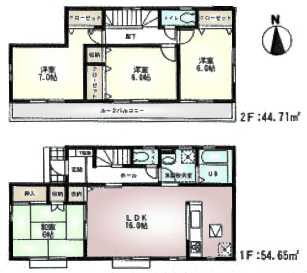 Floor plan. (Building 2), Price 29,800,000 yen, 4LDK, Land area 165.31 sq m , Building area 99.36 sq m