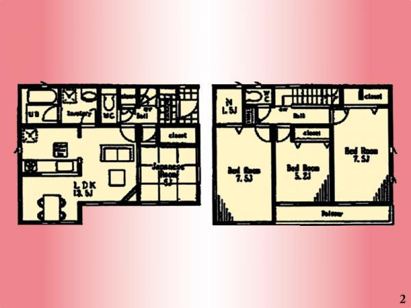Floor plan. 33,800,000 yen, 4LDK+S, Land area 102.08 sq m , Building area 90.72 sq m