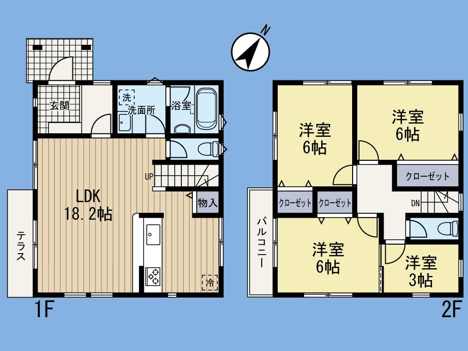 Floor plan. (E Building), Price 41,426,000 yen, 4LDK, Land area 102.53 sq m , Building area 104.9 sq m