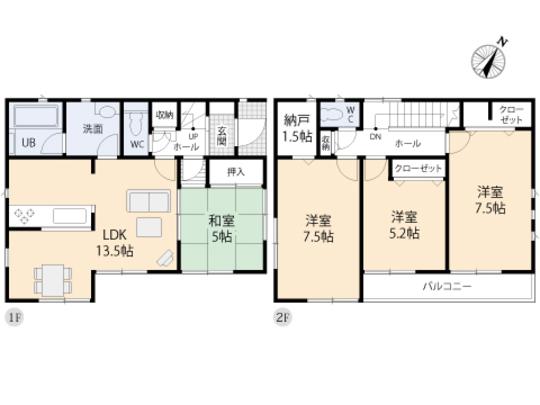 Floor plan. 33,800,000 yen, 4LDK, Land area 102.08 sq m , Building area 90.72 sq m floor plan