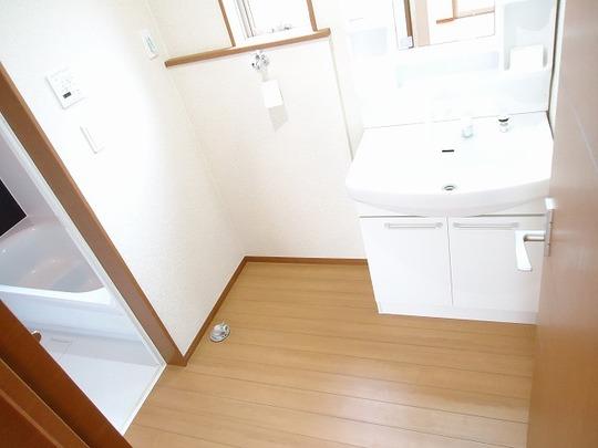 Wash basin, toilet. Washroom