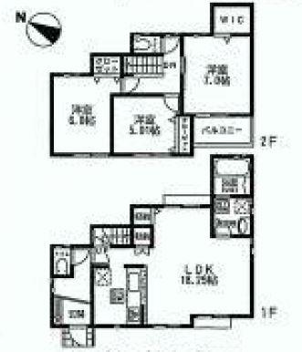 Floor plan. (3 Building), Price 33,800,000 yen, 3LDK, Land area 104.73 sq m , Building area 89.84 sq m