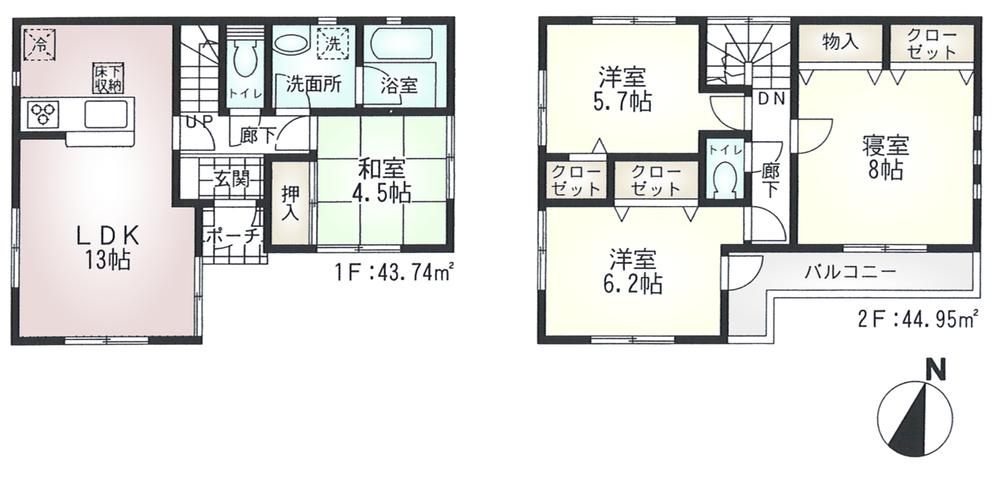 Floor plan. (1 Building), Price 24,800,000 yen, 4LDK, Land area 110.42 sq m , Building area 87.07 sq m