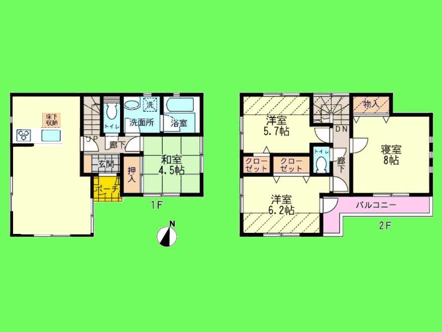Floor plan. (1 Building), Price 24,800,000 yen, 4LDK, Land area 110.42 sq m , Building area 88.69 sq m