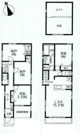 Floor plan. (B Building), Price 35,500,000 yen, 2LDK+2S, Land area 82.52 sq m , Building area 101.26 sq m