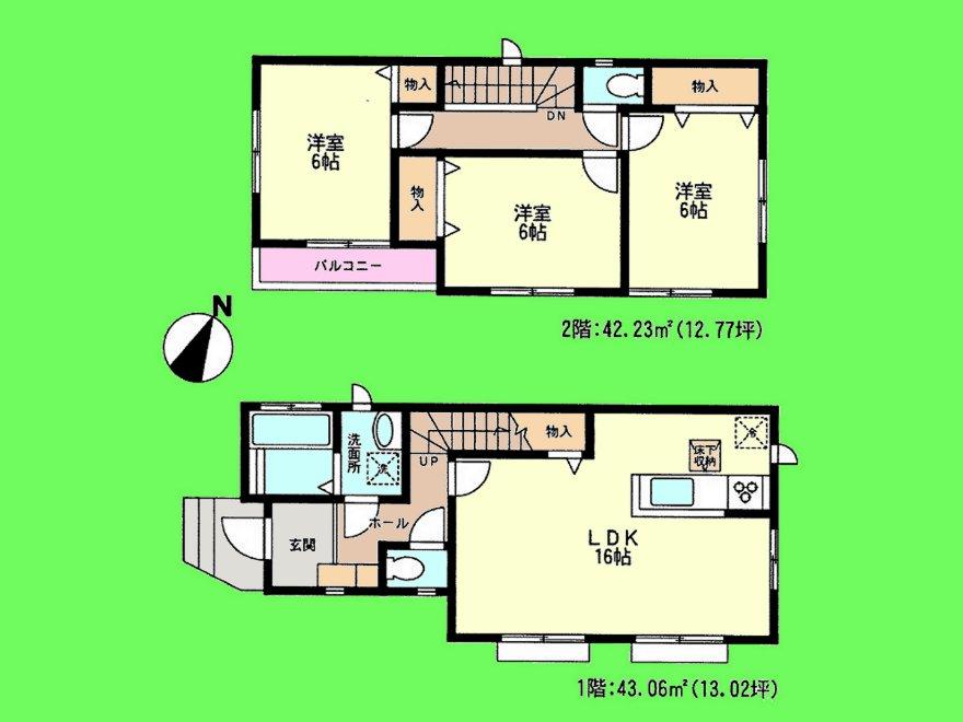 Floor plan. 33,500,000 yen, 3LDK, Land area 86.22 sq m , Building area 85.29 sq m