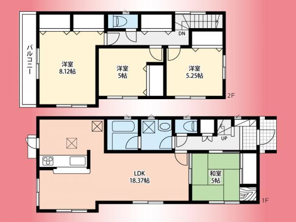 Floor plan. 40,800,000 yen, 4LDK, Land area 184.63 sq m , Building area 100.02 sq m