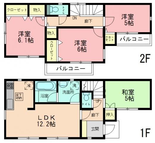 Floor plan. 19,800,000 yen, 4LDK, Land area 110.45 sq m , Building area 85.24 sq m