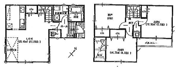 Floor plan. 32.7 million yen, 3LDK, Land area 83.2 sq m , Building area 88.19 sq m