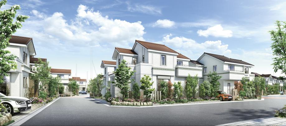 Cityscape Rendering. JR "Machida" station, On the Odakyu line "Sagami" station within walking distance, Birth of single-family district District of all 38 compartments. In tall buildings less peripheral located in first-class low-rise exclusive residential area, Big sky spread full of sense of openness. (Cityscape Rendering CG ※ 2)