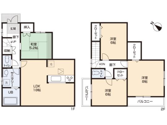 Floor plan. 34,800,000 yen, 4LDK, Land area 100.19 sq m , Building area 95.22 sq m floor plan