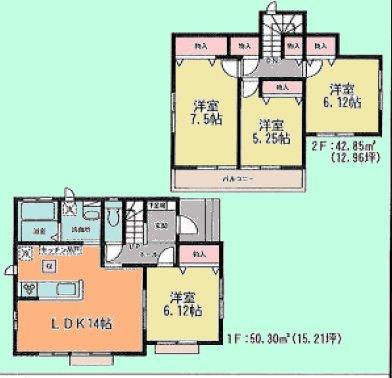 Floor plan. (E Building), Price 29,800,000 yen, 4LDK, Land area 98.14 sq m , Building area 93.15 sq m