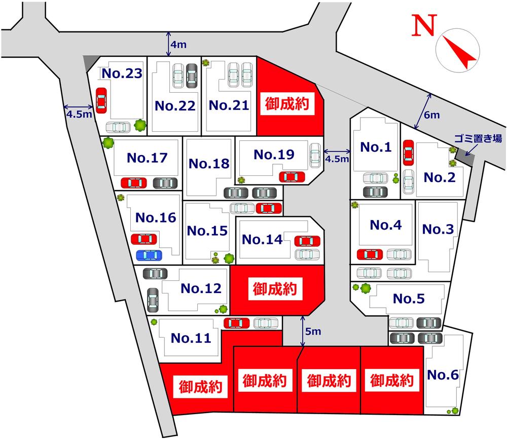 The entire compartment Figure.  ☆ Large-scale development sale Zone of all 23 House ☆ Open house sold 17 buildings ☆ Enoshima Odakyu "Tsuruma" station a 15-minute walk ☆ Zenteisha two possible (but by the type of vehicle) ☆ All mansion LDK15 quires more ☆ The outer wall using the Asahi Kasei Hebel power board