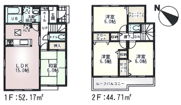 Floor plan. (Building 2), Price 29,800,000 yen, 4LDK, Land area 100.07 sq m , Building area 96.88 sq m