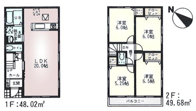 Floor plan. (3 Building), Price 27,800,000 yen, 4LDK, Land area 100.47 sq m , Building area 97.7 sq m